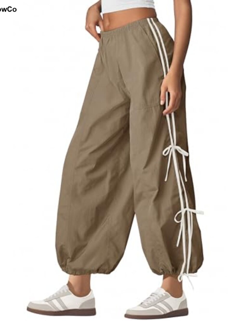 Parachute Pants Bow Knot Baggy Track Pants Sweat-Wicking